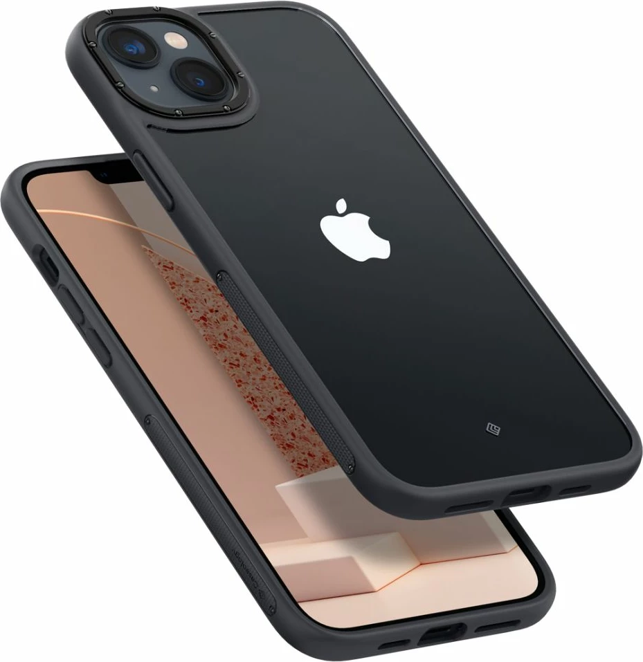 Mbështjellës Spigen Caseology Skyfall për iPhone 14 Plus, Slim, transparent, MIL-STD 810G, mat e zezë, 1 copë
