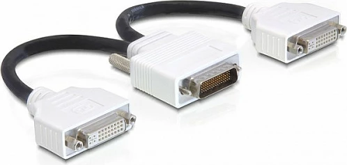 Adapter kabllo DeLOCK 65281 DMS-59 në 2x DVI, 20 cm, i zi
