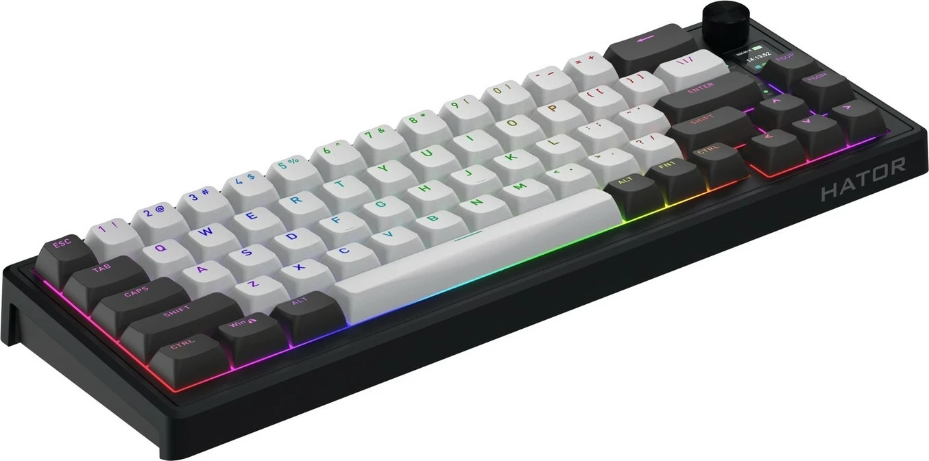 Tastierë mekanike Hator Skyfall 65 PRO, wireless, RGB, hot-swap, 65%, gri-zezë