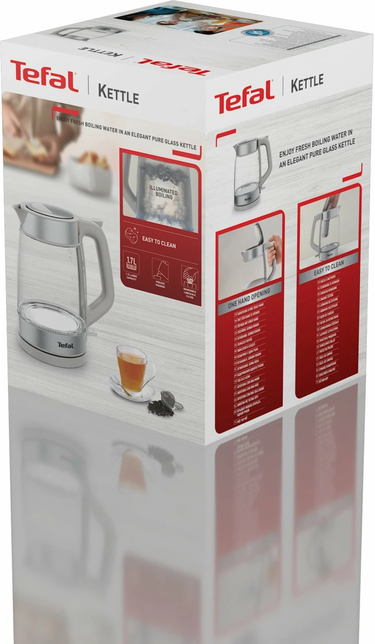 Çajnik elektrik Tefal KI605B30 1.7L 2200W, argjendtë/transparent
