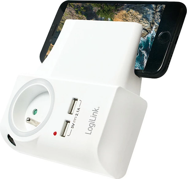 Karikues USB-A LogiLink, 10.5W, 2x USB-A, prizë CEE 7/5 (FR), i bardhë