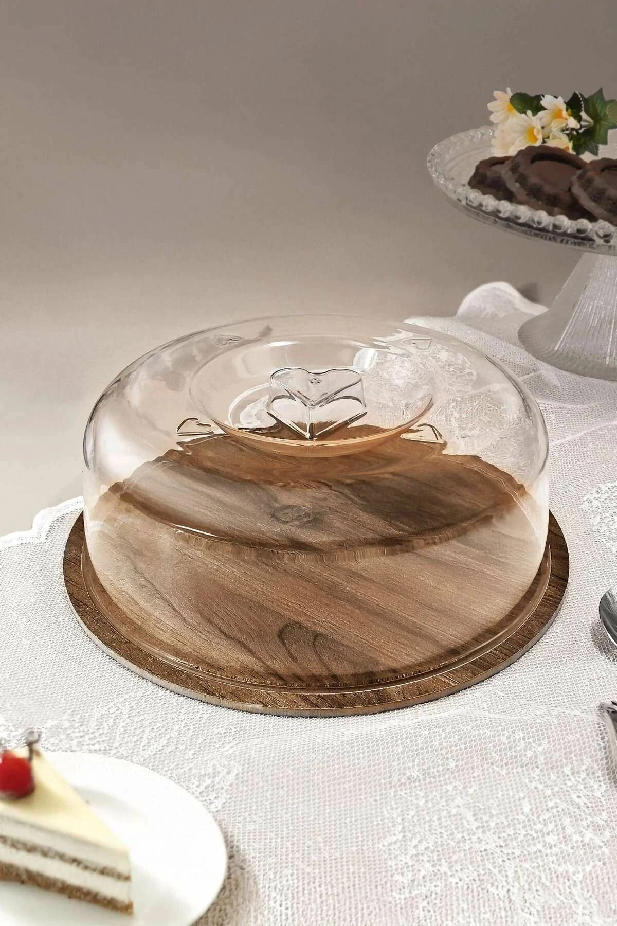 Pjatë për servirje torte, ngjyrë kafe, Hermia Concept, MCH10719, 22x31x8 cm