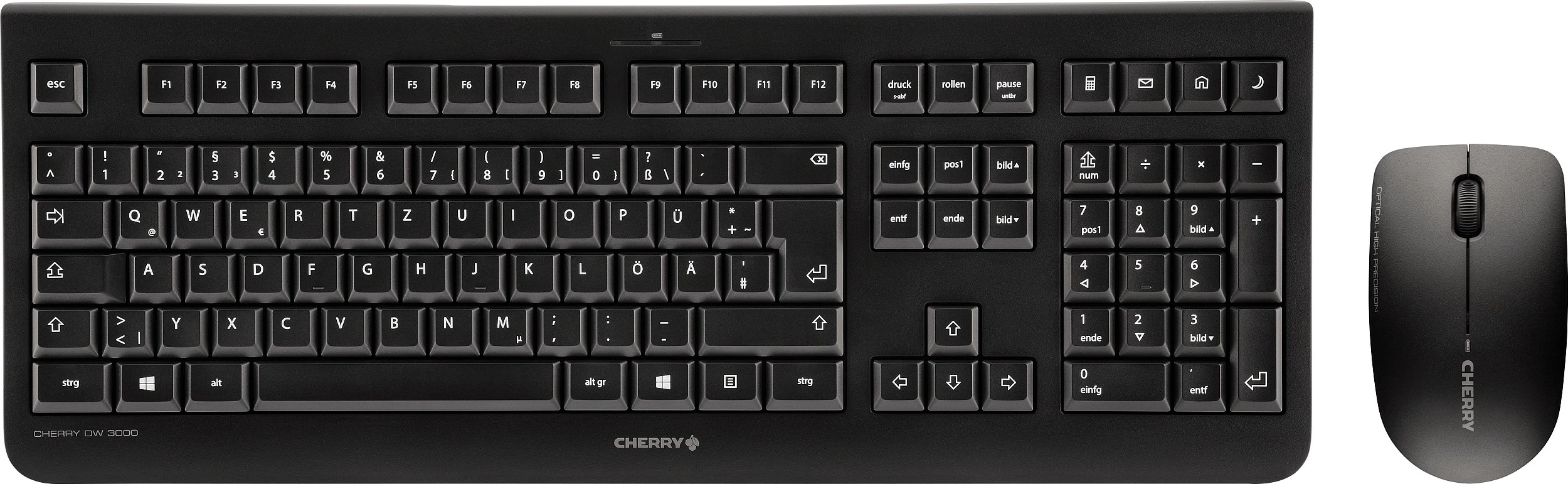 Tastierë me maus wireless CHERRY DW 3000, mekanike, AZERTY, 2.4GHz RF, me numpad, e zezë