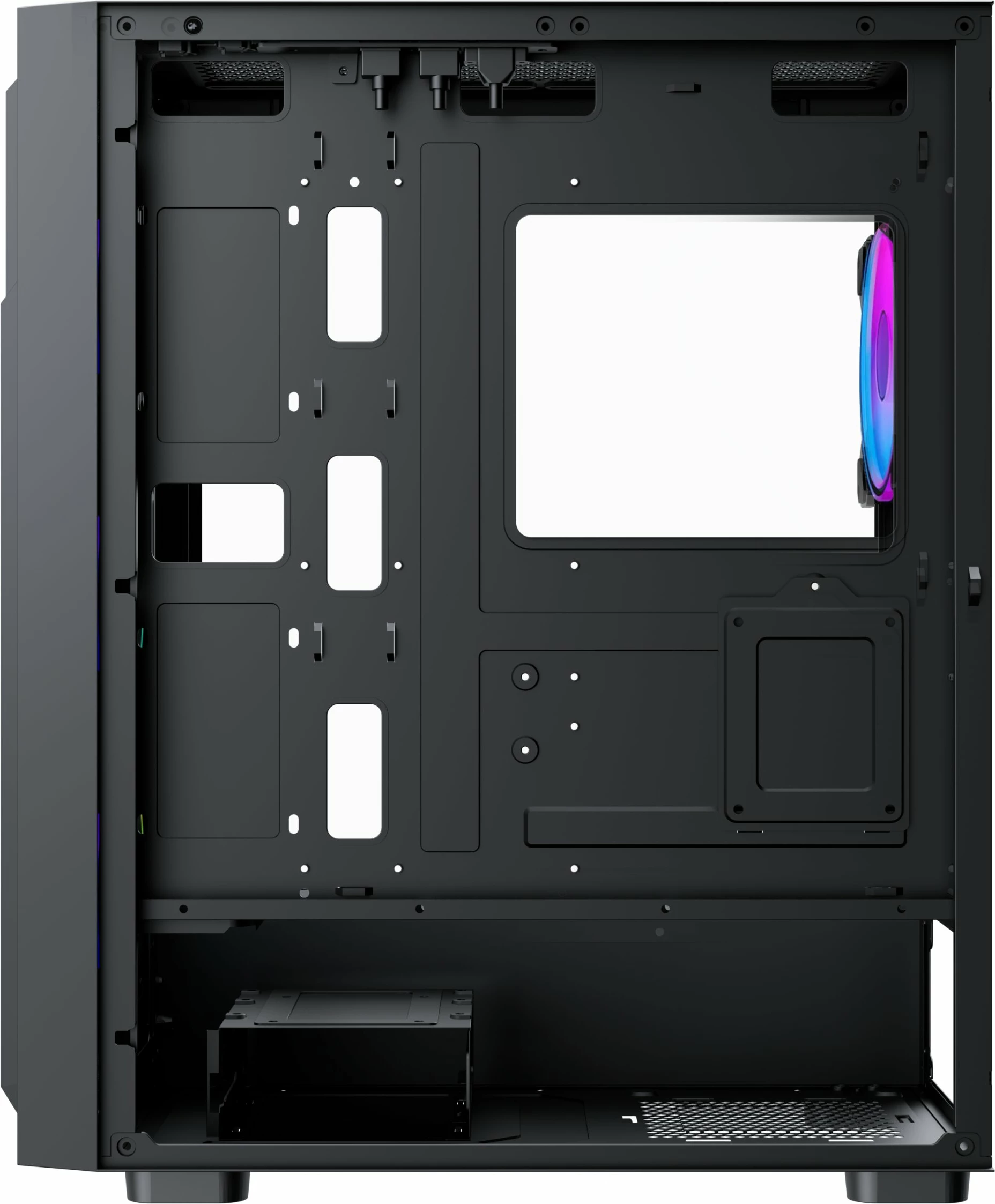 Kasë PREYON Nest Quarry ARGB PNQ04B Midi Tower, E-ATX/ATX/mATX/Mini-ITX, USB-C, 4x120mm PWM ARGB fanë, e zezë