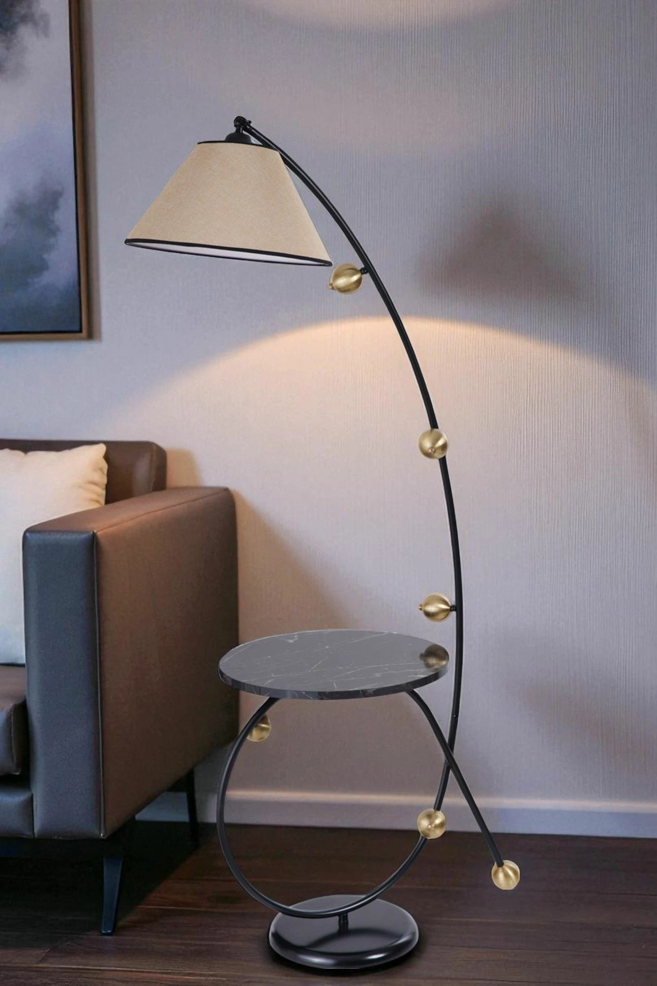 Llambë dyshemeje Opviq, 8970-4, ngjyrë bezhë, e zezë, ari