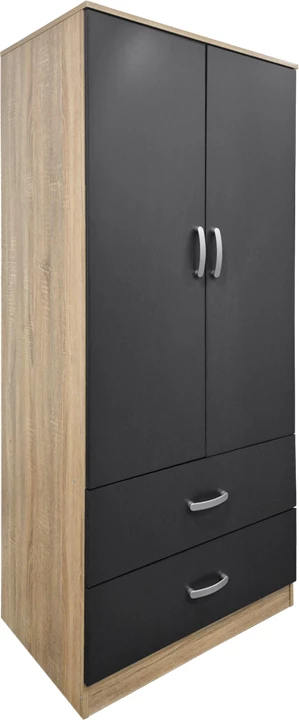 Dollap me dy dyer, me 2 sirtarë, Alvia, ngjyrë sonoma-antracit, 80x51.5x180cm