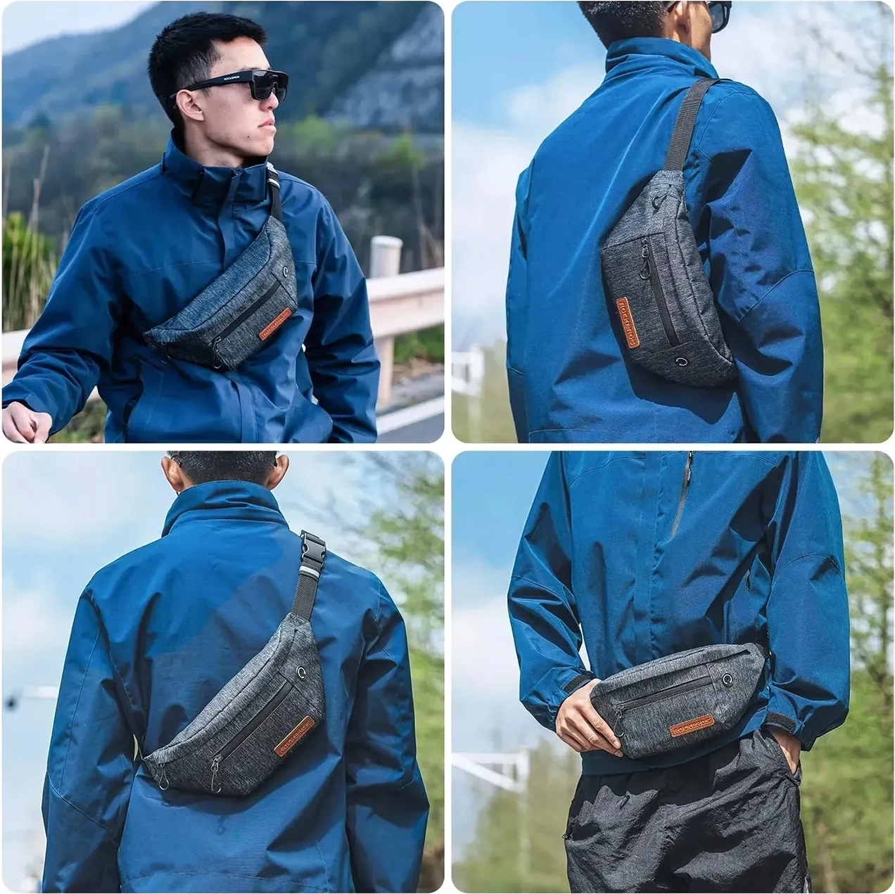 Çantë beli për biçikletë Rockbros H33 1.5L, Gri