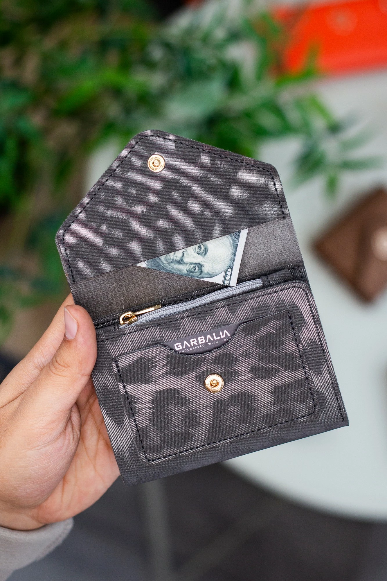 Portofol për gra, Zoozie Bags, ngjyrë antracit, leopard