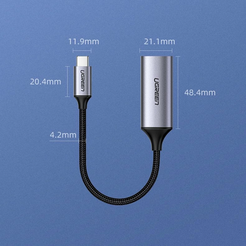 Adapter Ugreen USB Type C në HDMI 2.0, 4K @ 60 Hz, Thunderbolt 3, Gri