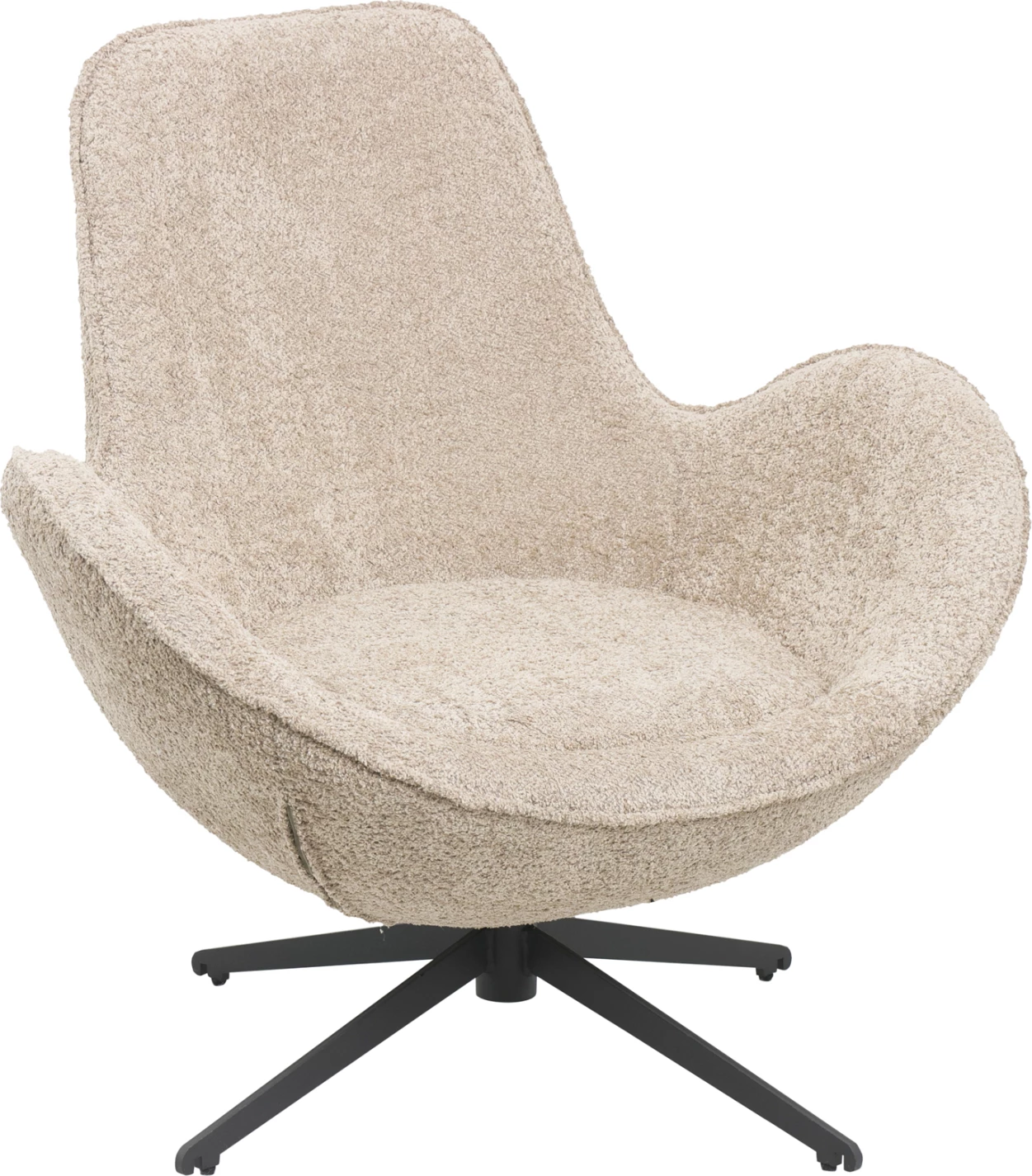 Karrige rrotulluese BRYNN, pëlhurë boucle bezhë, bazë metalike e zezë, 86x76x87H cm