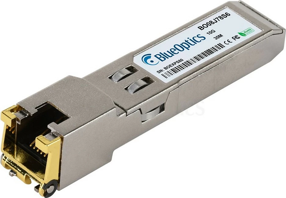 Modul SFP+ BlueOptics B008J78S6, 10GBASE-T RJ45, kompatibil Netgear, 30 m, argjend