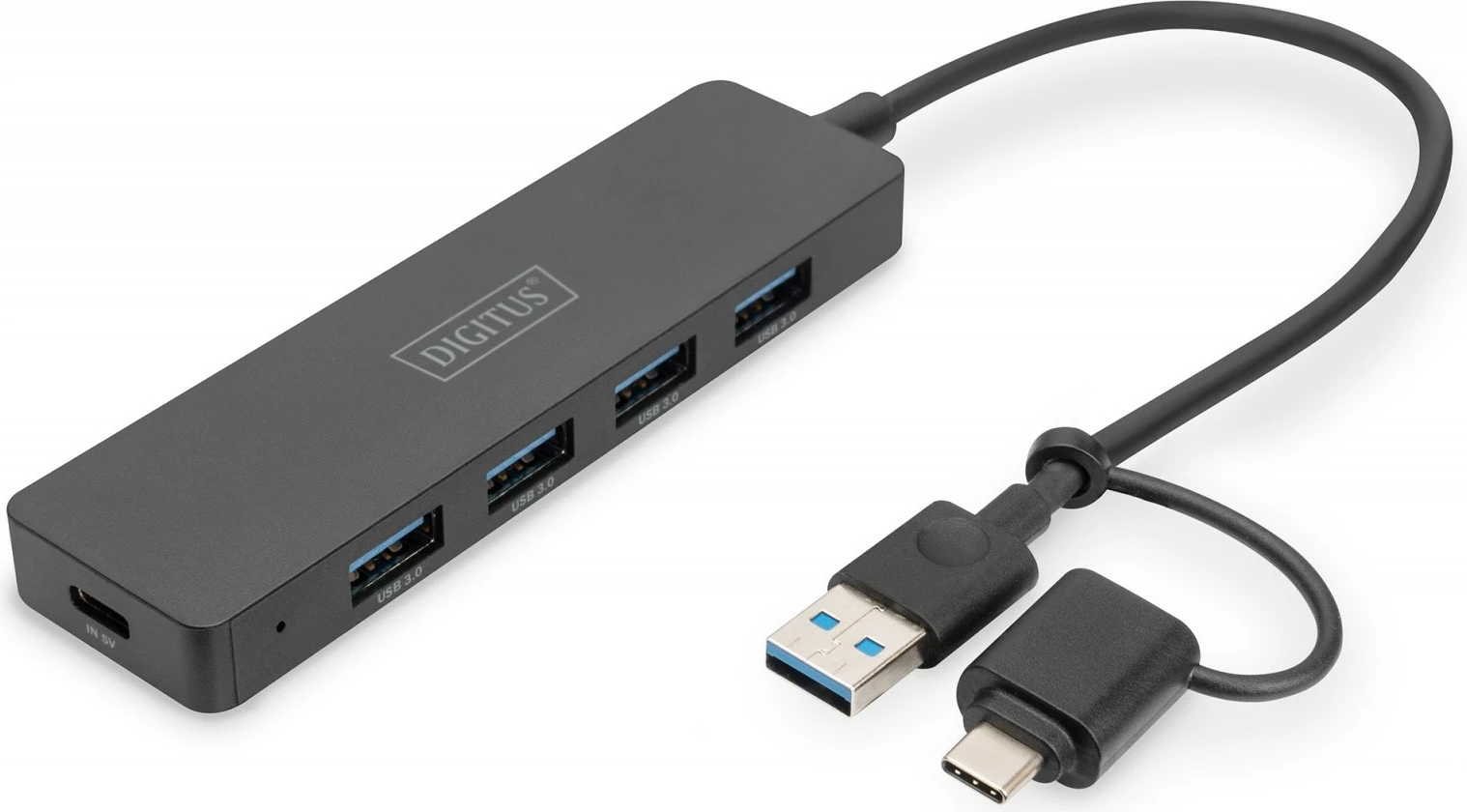 Hub USB Digitus DA-70235, 4 porta USB 3.0, USB-A + USB-C, i zi