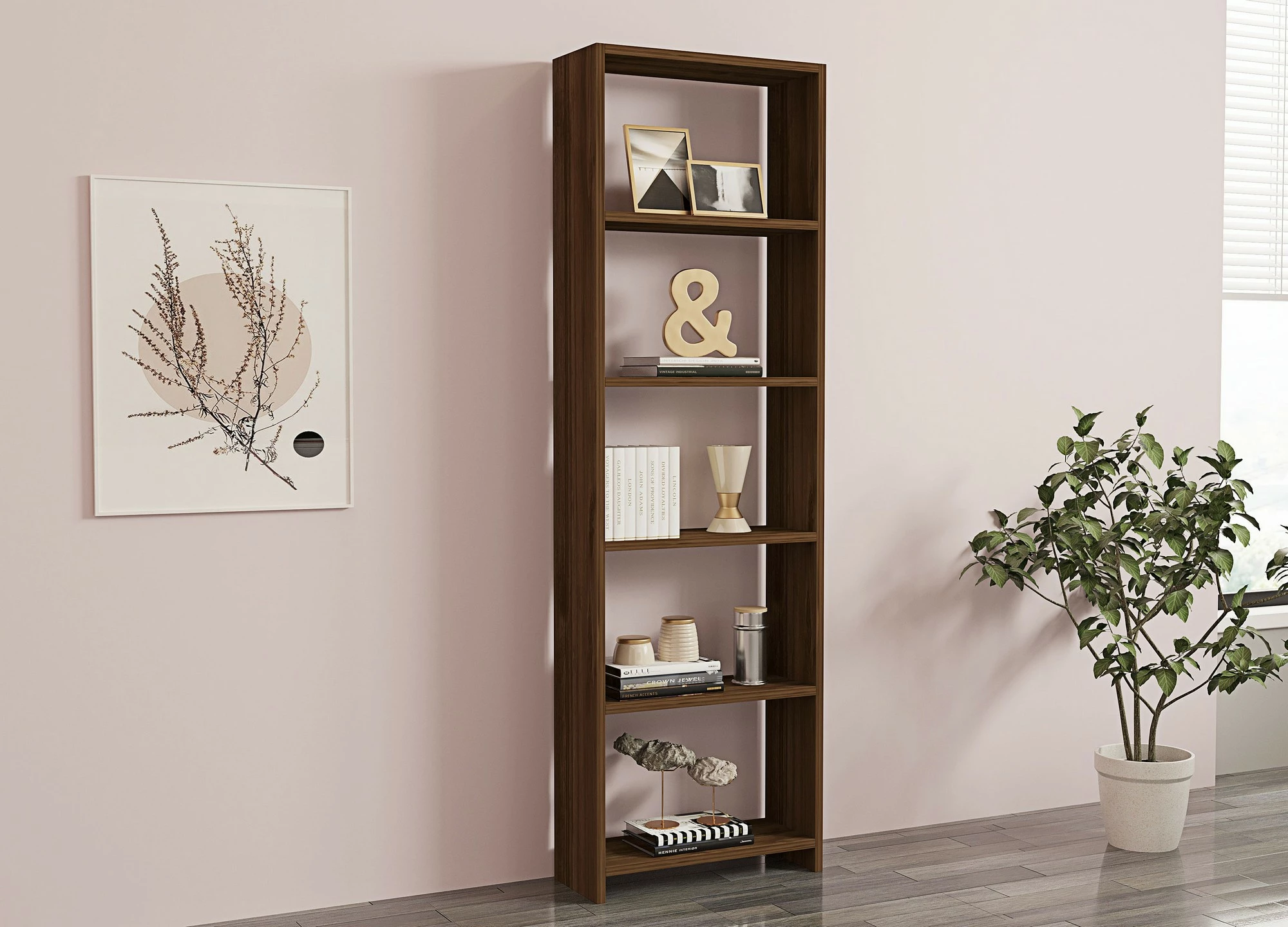 Raft librash Hanah Home, ngjyrë arre, dizajn skandinav, i ri