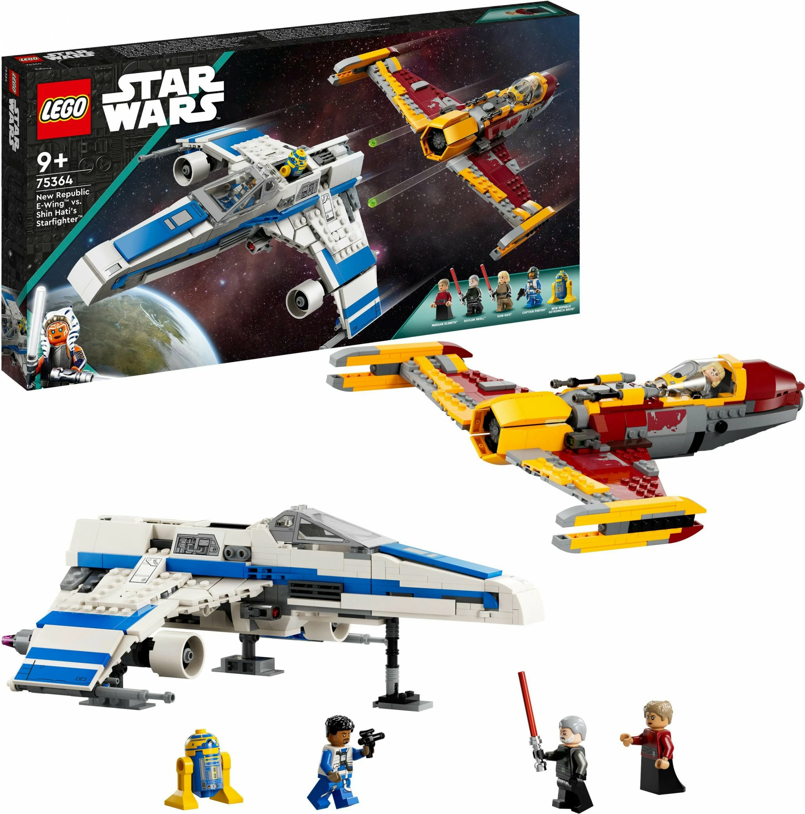 Set ndërtimi LEGO Star Wars New Republic E-Wing vs Shin Hati’s Starfighter 1056 pjesë, shumëngjyrësh