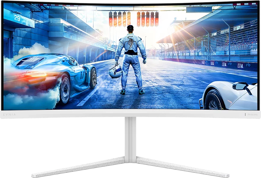 Monitor Philips Evnia 5000 34M2C5501A 34\" WQHD 180Hz Fast VA i lakuar 1500R HDR400 me USB 3.2 hub, altoparlantë, i bardhë