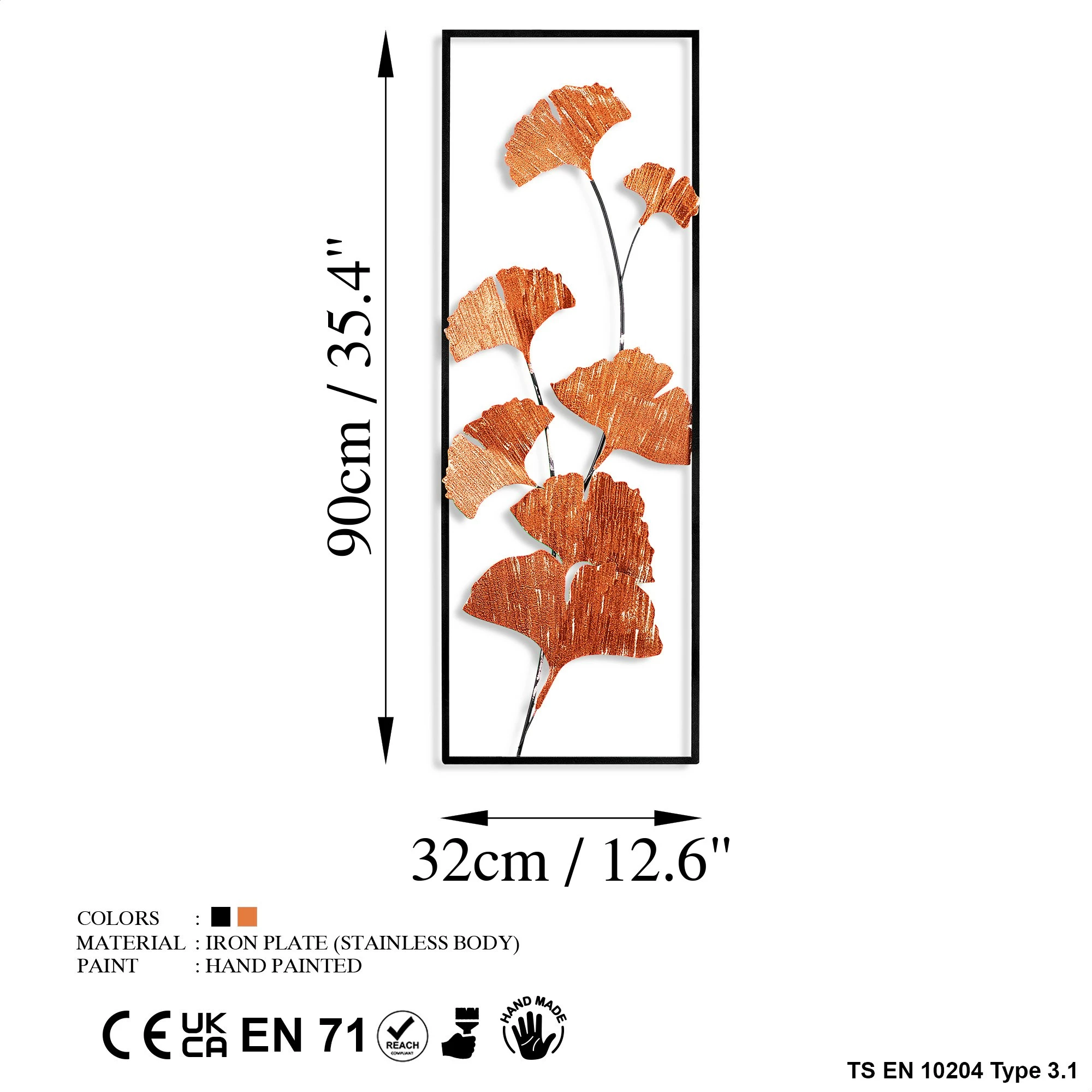 Aksesor dekorativ metalik për mur Wallity, Raspberry 3, shumëngjyrësh, 32x90x4 cm