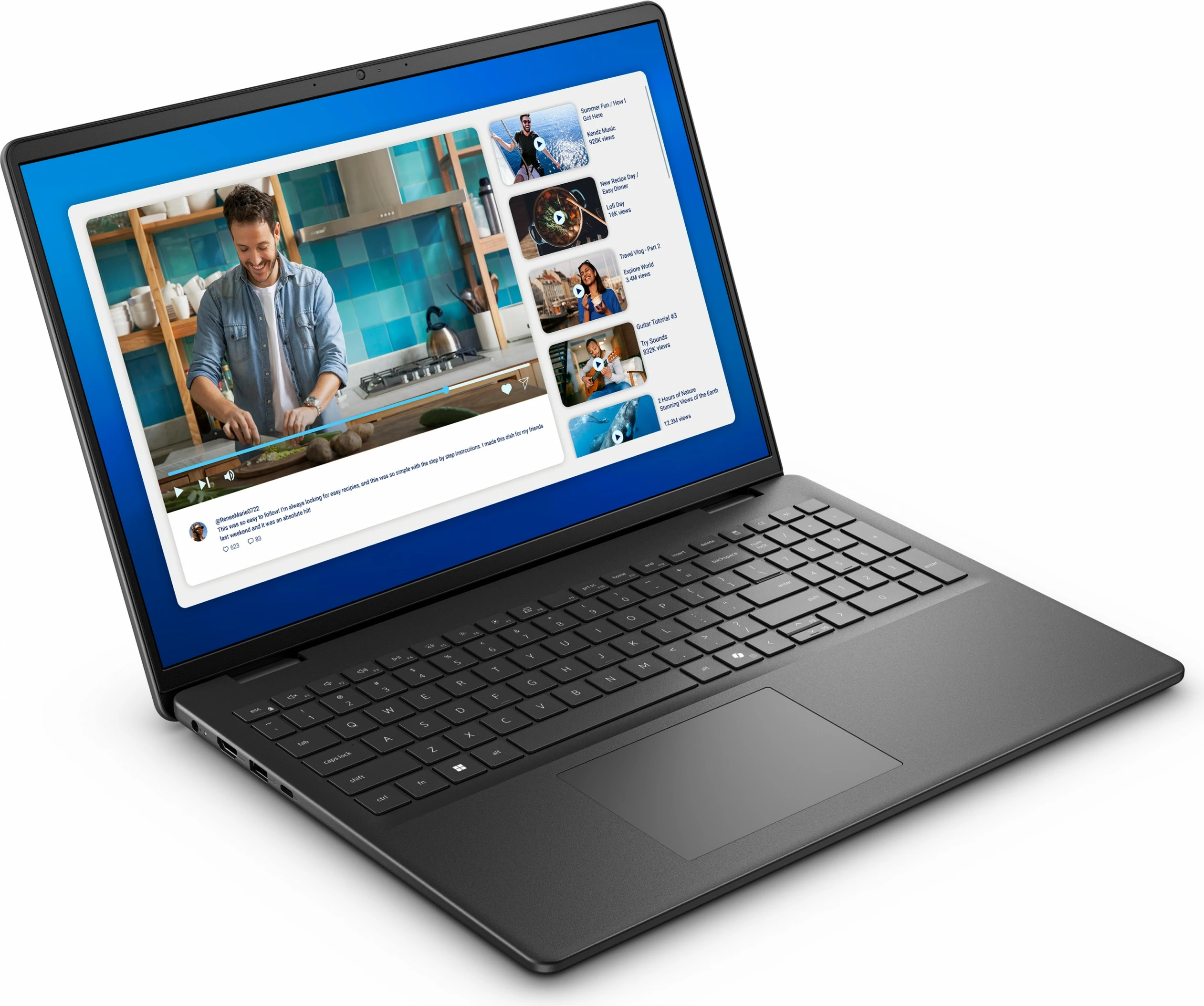 Kompjuter Dell DC16250 C7-150U, 16", 1920x1200, 41Wh, tastierë me dritë, i zi