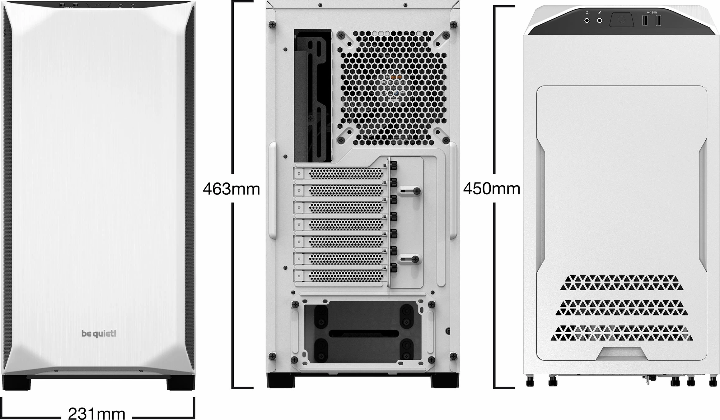 Kasë be quiet! Pure Base 500 Window BGW35, Midi Tower ATX, panel xhami i temperuar, e bardhë