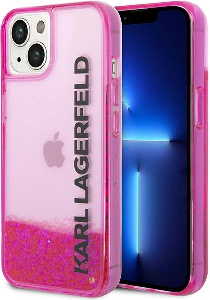 Mbështjellës Karl Lagerfeld KLHCP14MLCKVF për iPhone 14 Plus 6.7", Liquid Glitter Elong, Rozë