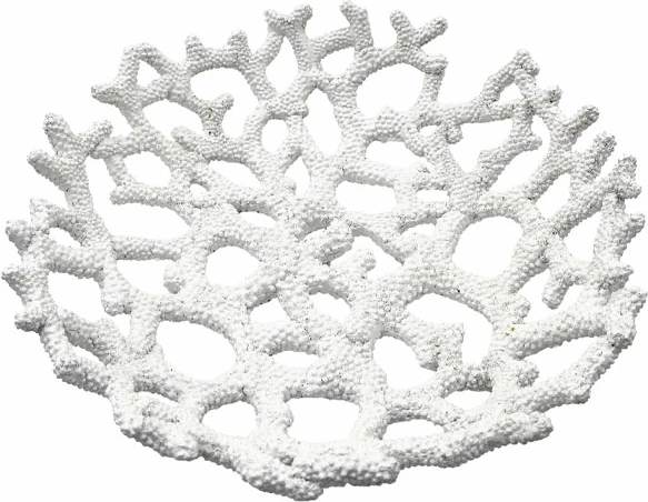 Tabaka dekorative CORAIL S, polirezine e bardhë, 32x32x8cm