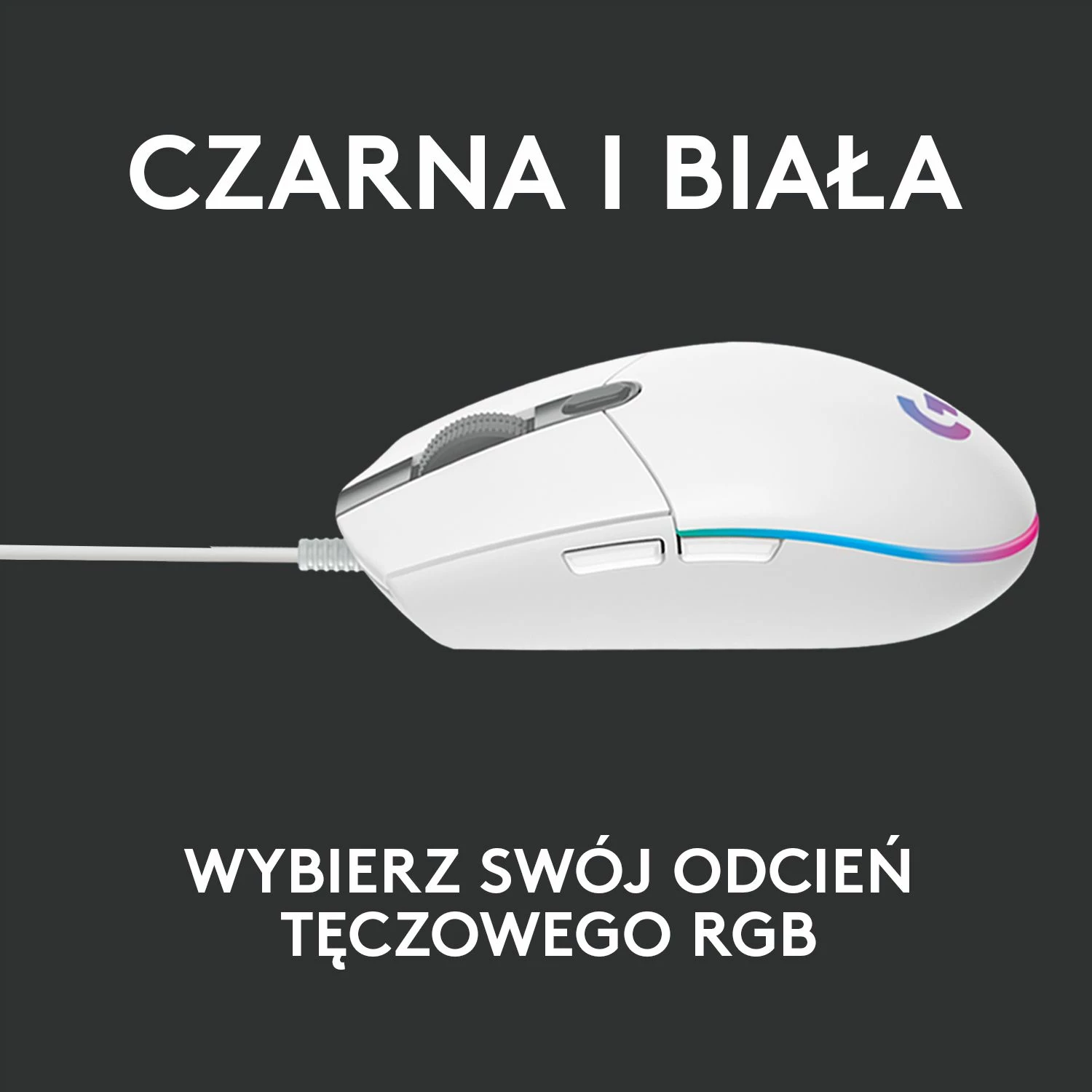 Maus gaming Logitech G102 Lightsync 910-005824, 8000 DPI, RGB, 6 butona, USB me kabllo, e bardhë