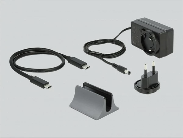 Docking stacion DeLOCK USB Type-C DP 1.4, Thunderbolt 3, Triple 4K, HDMI + 2x DisplayPort, LAN, SD/microSD, PD 85W, Grey