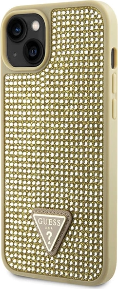 Mbështjellës Guess Rhinestone Triangle për iPhone 14 Plus 6.7", i artë, hardcase