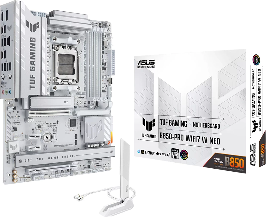 Pllakë amë ASUS TUF Gaming B850-PRO WIFI7 W NEO ATX AM5 DDR5, e bardhë