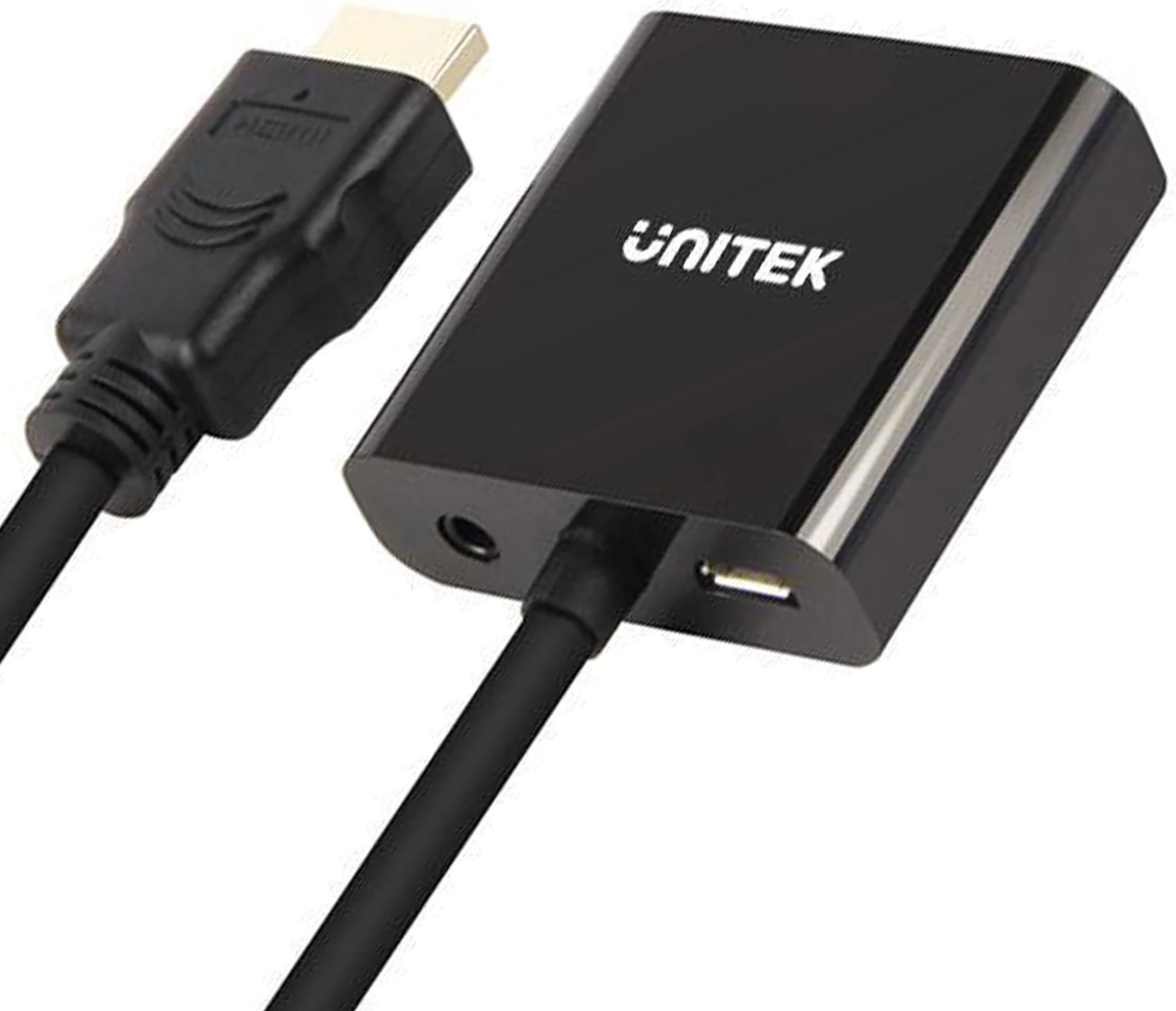 Adapter AV Unitek Y-6333 HDMI në VGA + Jack 3.5mm, i zi
