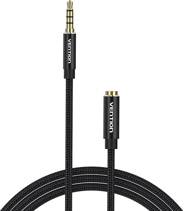 Kabllo audio Vention BHCBF, 1m, 3.5mm mashkull në 3.5mm femër, e zezë