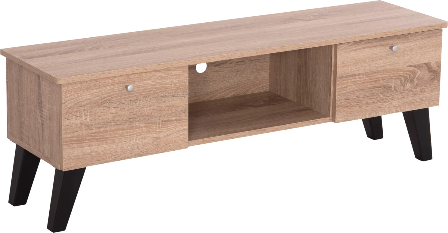 Mobilje TV IREN FH2481.01 melaminë, ngjyrë lisi Sonama e zezë, 120x32,5-34x41H cm.