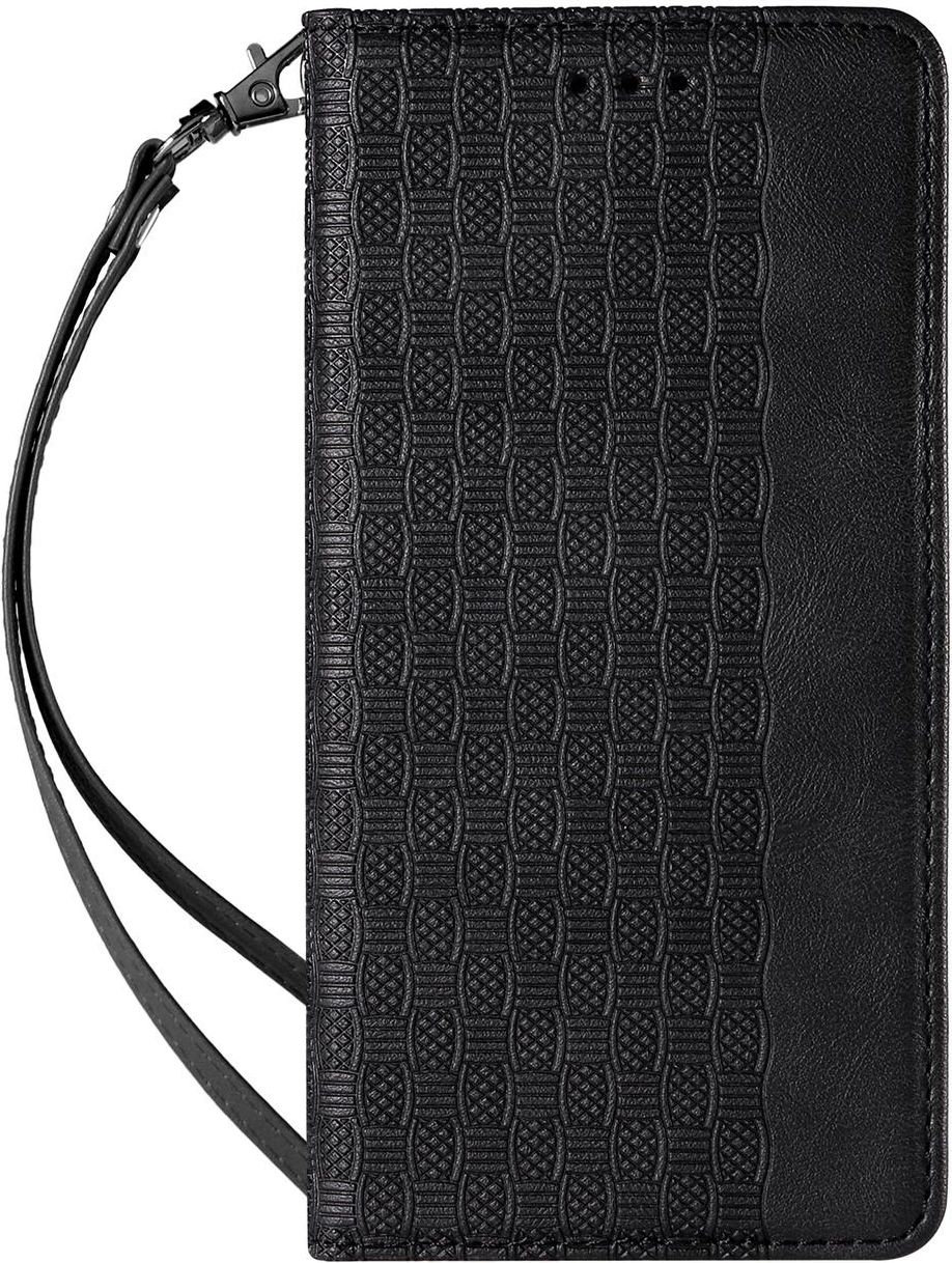 Mbështjellës Hurtel Magnet Strap Case për Samsung Galaxy S22+, me portofol, litar dore, e zezë