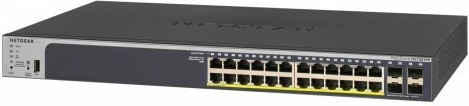 Switch Netgear GS728TPP, 24xGE PoE+, 4xSFP, për rack, i zi