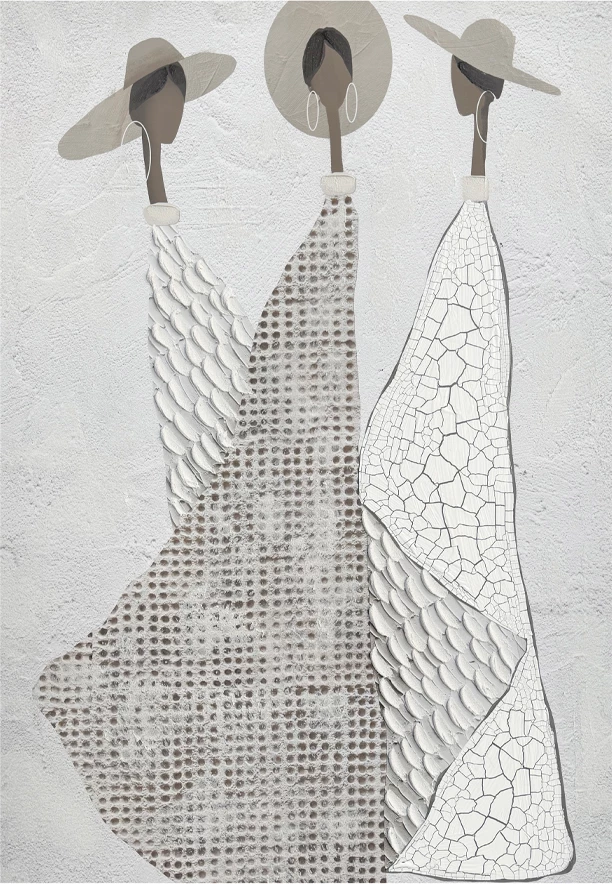 Pikturë dekorative TRINITY, kanavacë, ngjyrë off white, gri guri, gri, 80x120x4cm