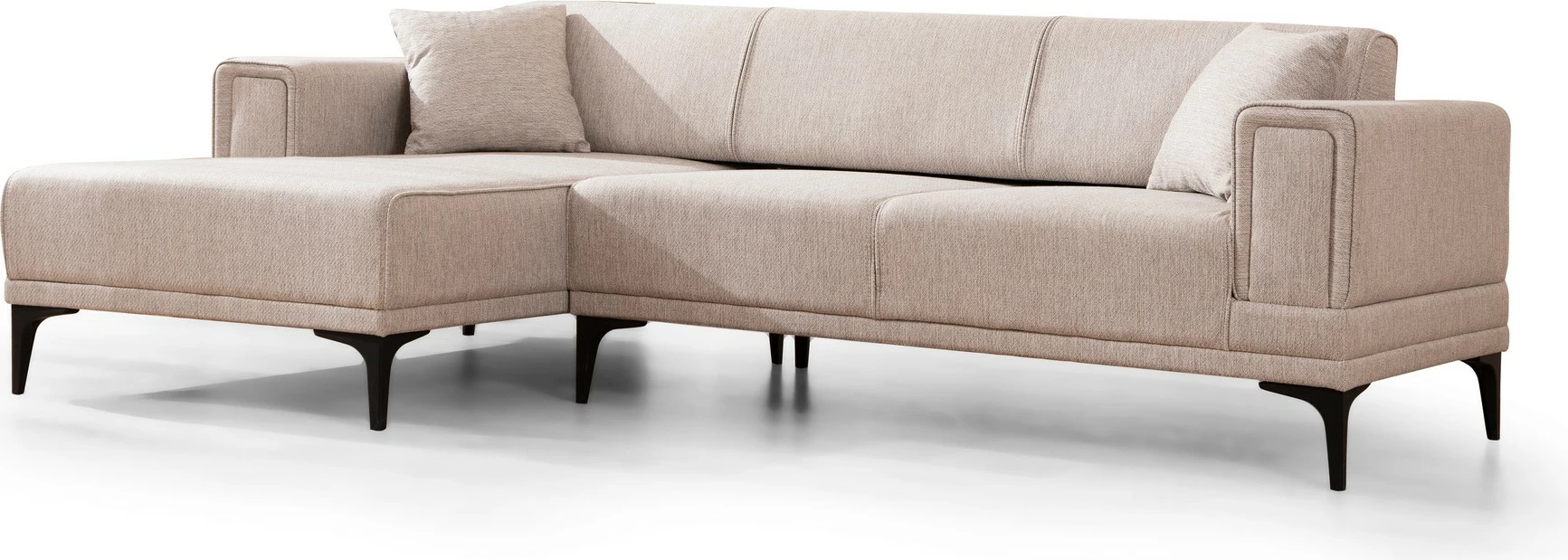 Kënd-sofë shtrat Atelier del Sofa, Horizon majtas, ngjyrë kafe e çelët