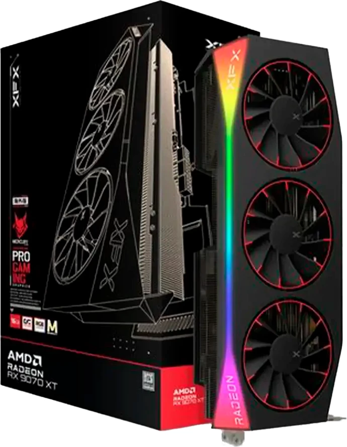 Kartë grafike XFX Mercury Radeon RX 9070 XT OC Magnetic Air Edition 16GB GDDR6 RGB, HDMI + 3xDP, e zezë
