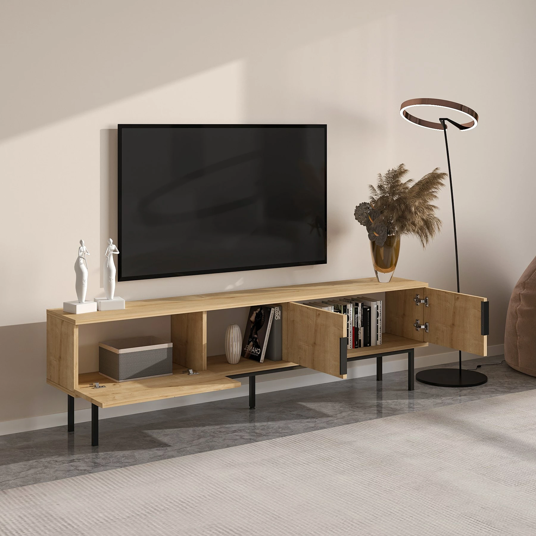 Komodë TV Skye Decor, ngjyrë lis safir, Ramsey