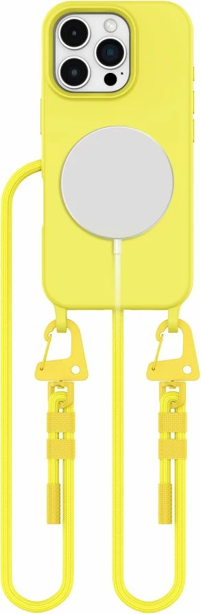 Mbështjellës Tech-Protect MagNecklace për iPhone 16 Pro Max, me MagSafe, i verdhë, me litar