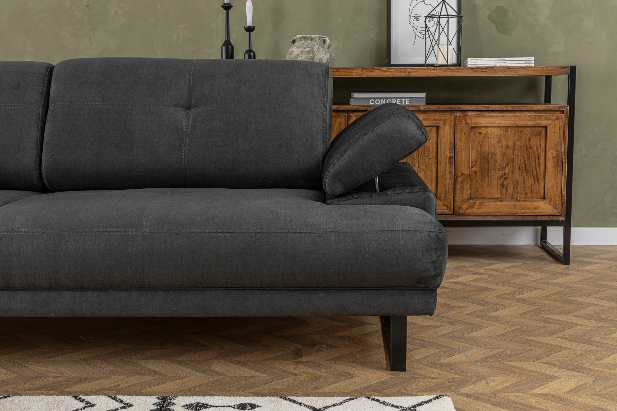 Divan-krevat 3 vendësh, Atelier del Sofa, Mustang, antracit