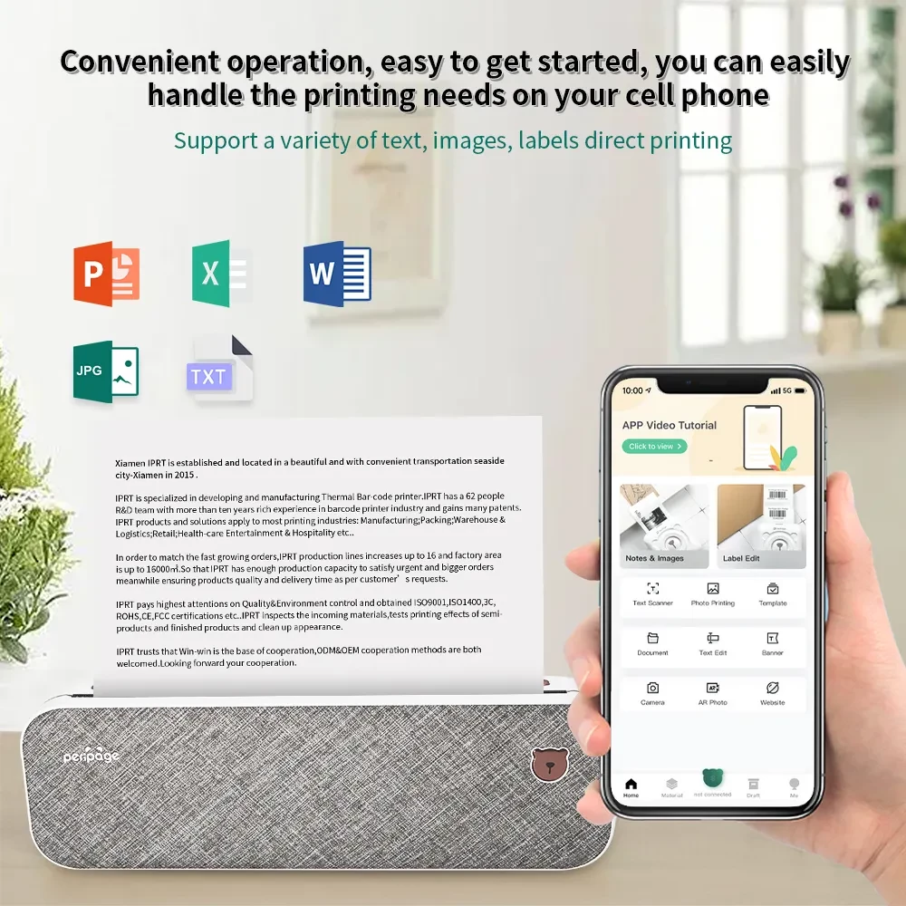 Printer termal A4 PeriPage A40, i bardhë