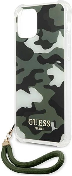 Mbështjellës Guess GUHCP12MKSARKA për iPhone 12/12 Pro, plastikë e fortë, Camo, Jeshile