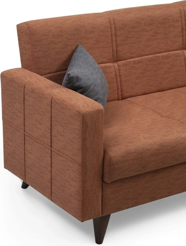 Divan-krevat treshe, ngjyrë e kuqe tullë, Atelier del Sofa, Polya