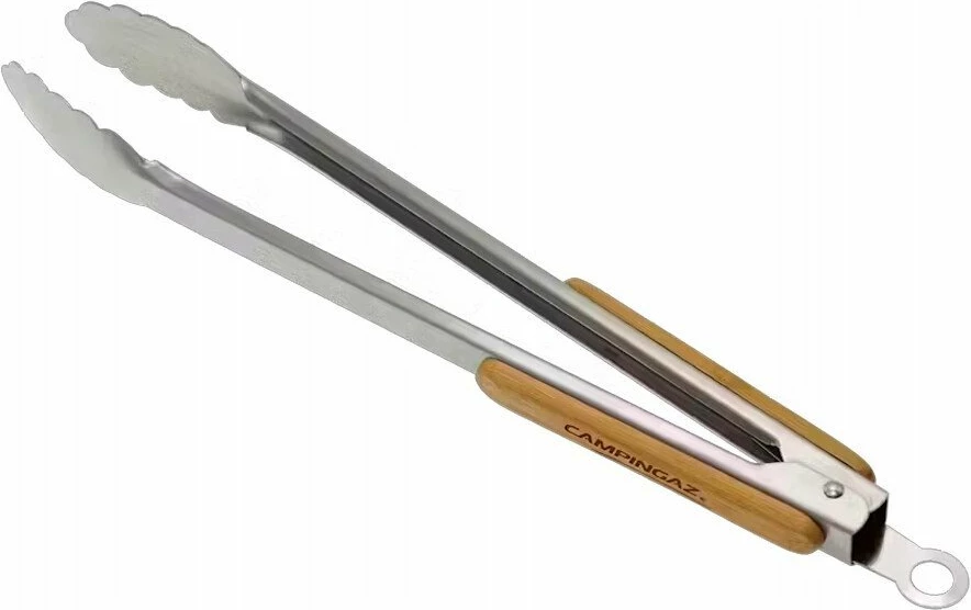 Set veglash për grill Campingaz Utensil Duo, shpatull plancha 36×8 cm + pincë, inox me doreza bambu, 2 copë