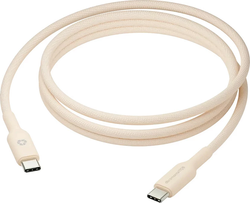 Kabllo USB-C dbramante 1928 re-charge, USB-C në USB-C, 1.5m, e thurur, Power Delivery 60W, bezhë