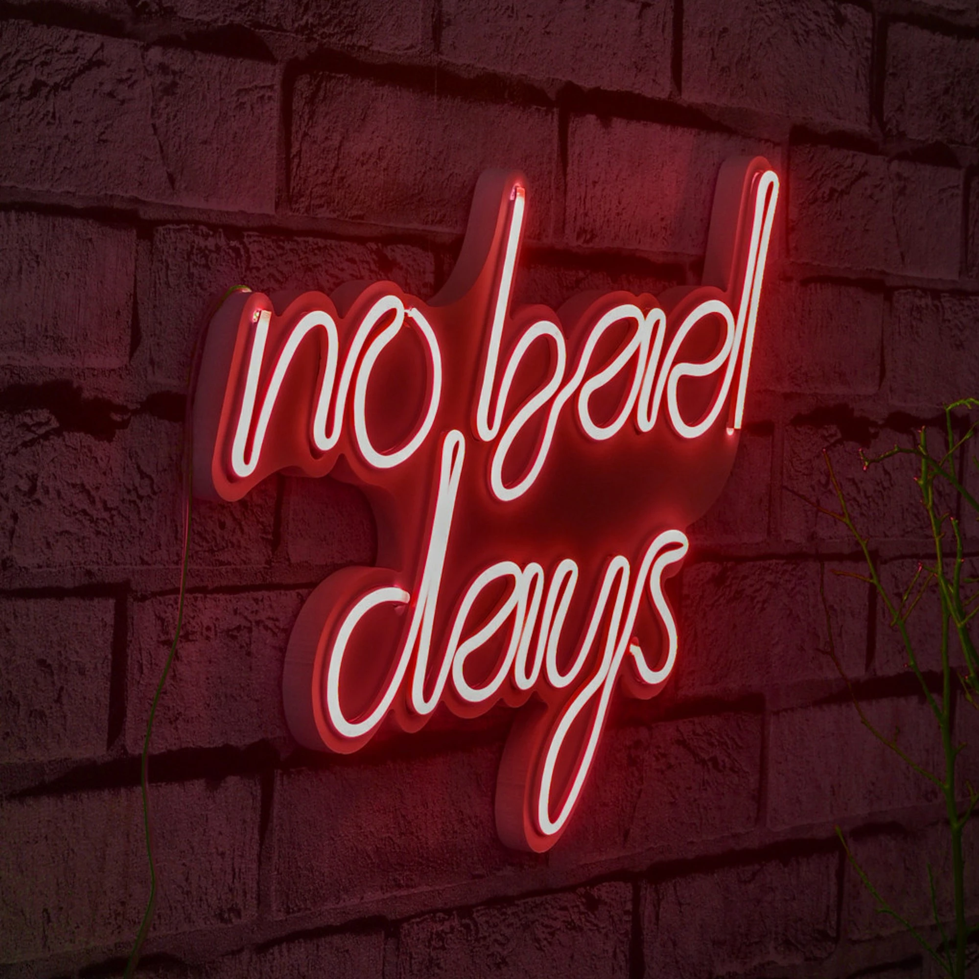 Dritë dekorative LED për mur, plastikë, 'no bad days', ngjyrë e kuqe