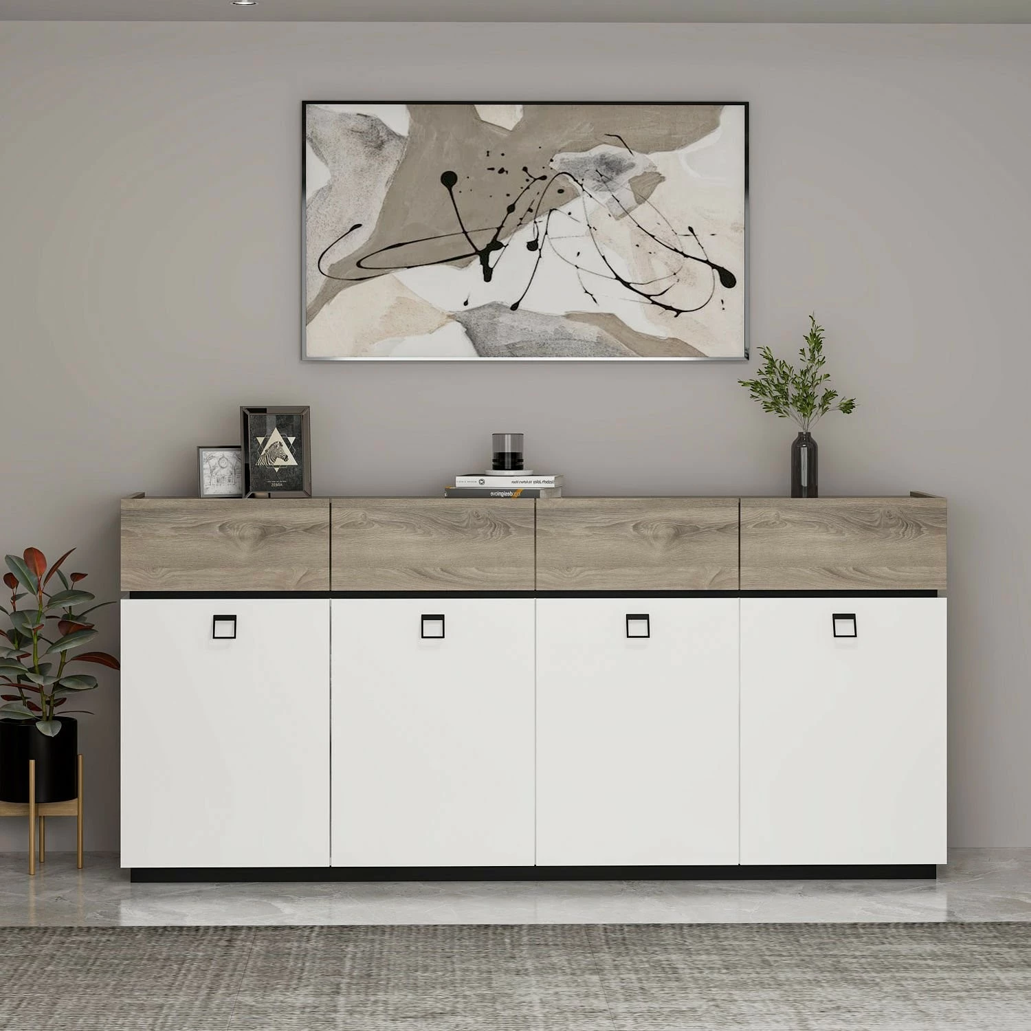 Konsol Skye Decor, Zara, e bardhë, e zezë