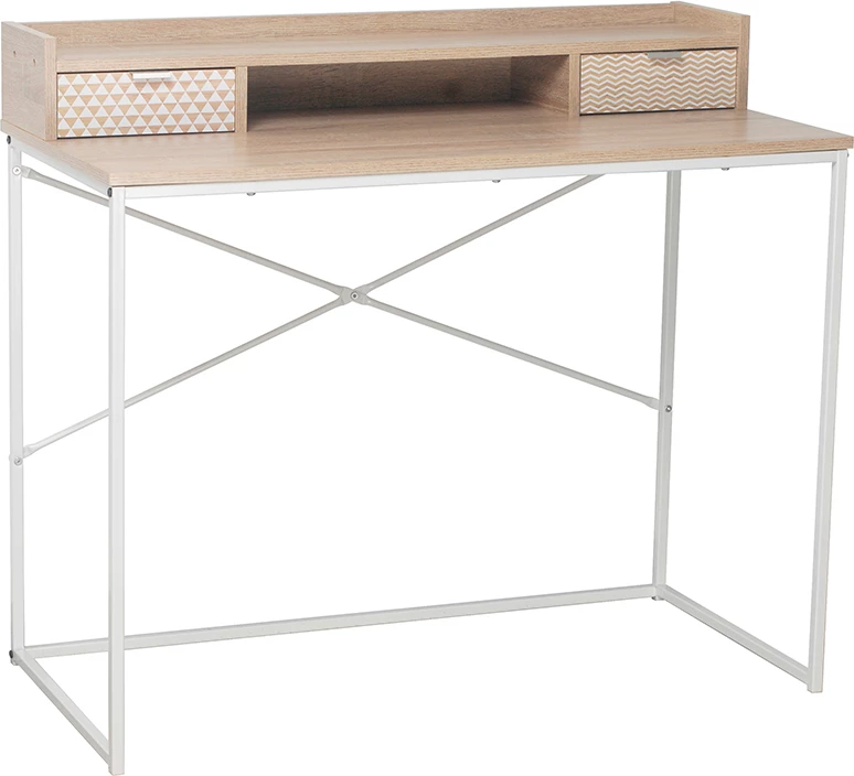 Tavolinë pune Nak me 2 sirtarë, sonoma me dizajn, 100x50x88.5