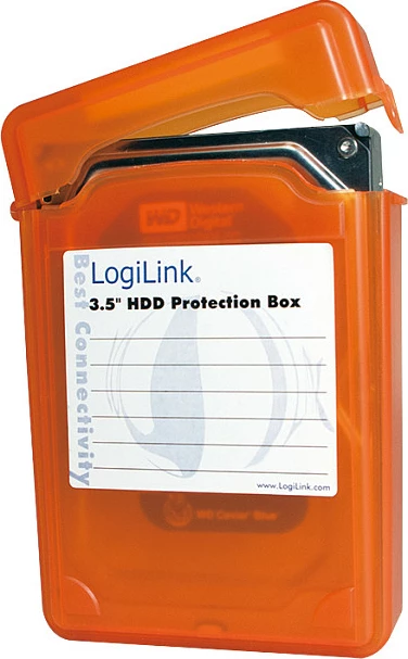 Kuti mbrojtëse HDD 3.5", LogiLink, për 1 disk, portokalli