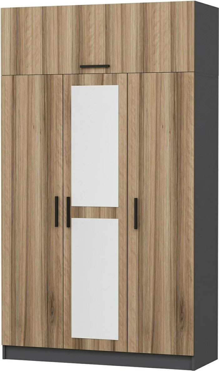 Dollap garderobe Skye Decor, 3 kapak, ngjyrë dore, 135x255x52 cm