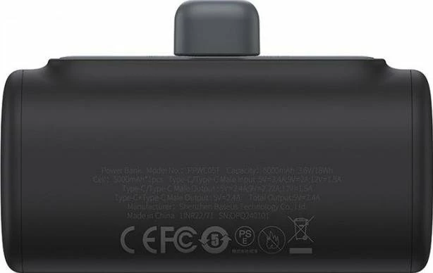 Powerbank Baseus Compact 5000mAh 20W USB-C, i zi, me kabllo USB-C/USB-C